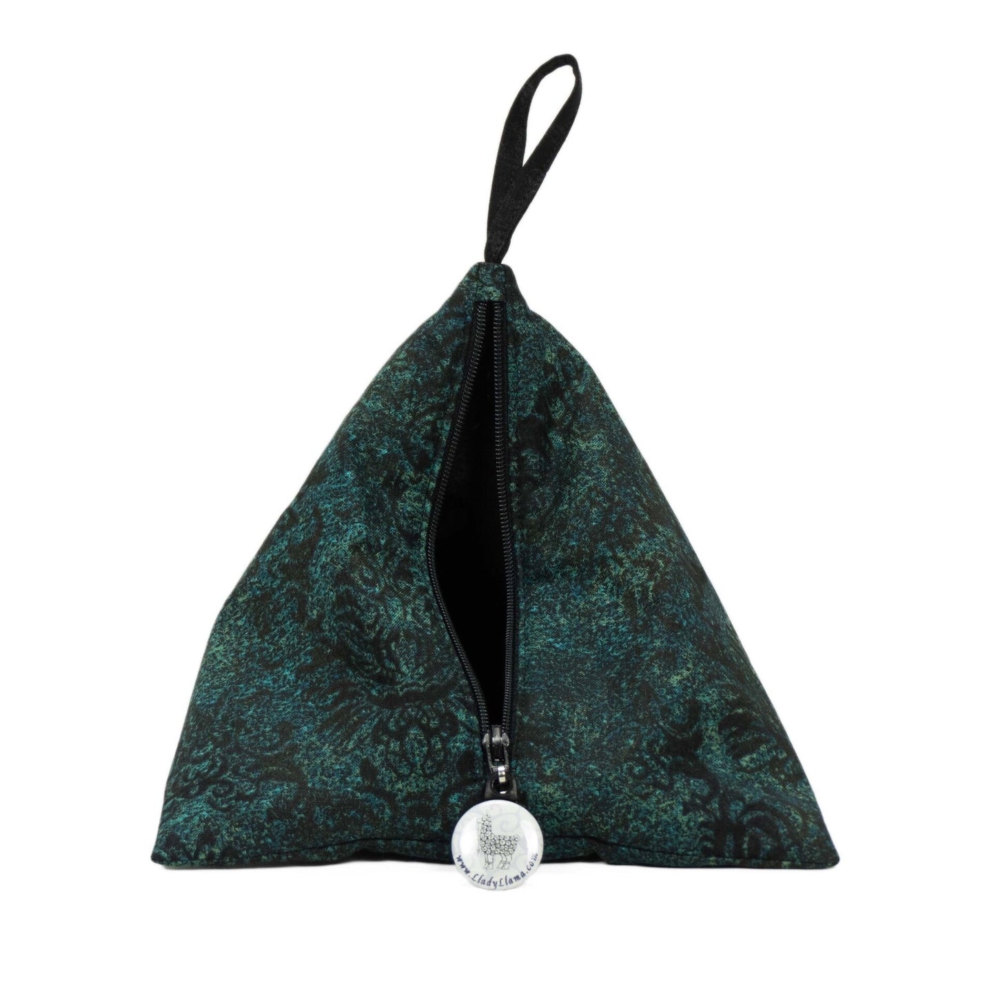 Dark Teal Damask - Llexical Notions Pouch - Knitting, Crochet, Spinning Accessory Bag