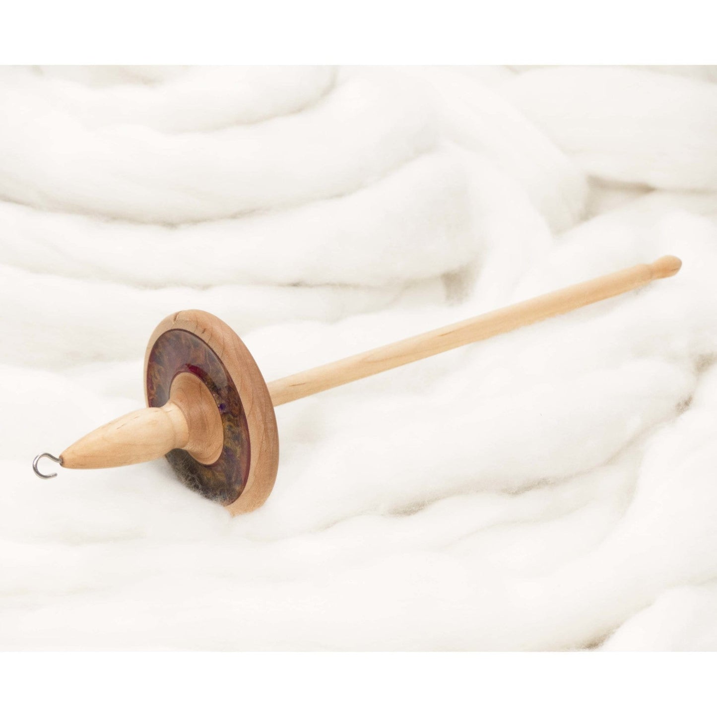Llampetia - Nebula Mica Inlay / Hand-Turned Maple Wood Drop Spindle Heavyweight - Top Whorl 47 Grams